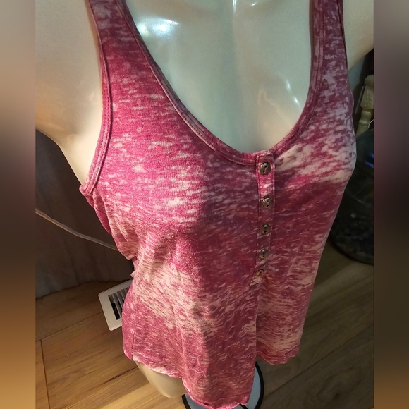Decree Pink Burnout Button Front Racerback Tank 💖 - Picture 3 of 15